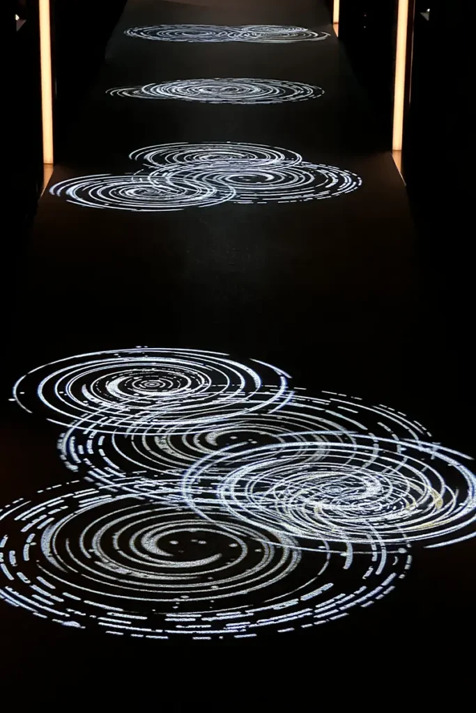 A design of lights inside the W Dubai Mina Seyahi