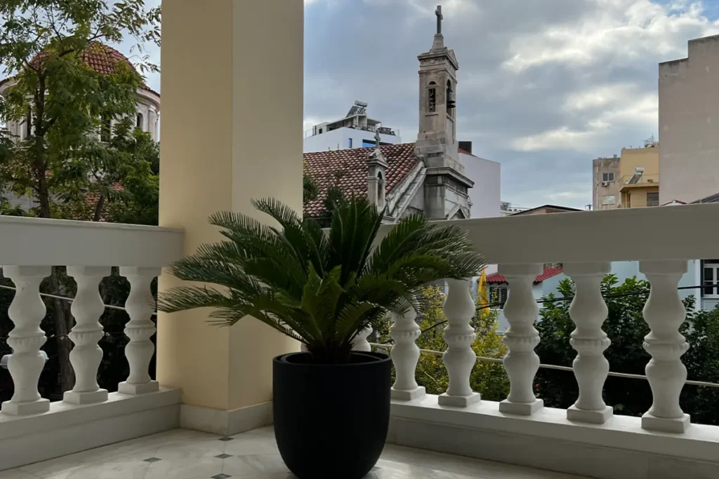 Monument Hotel Athens, terrace overlooking the church of Agios Dimitrios