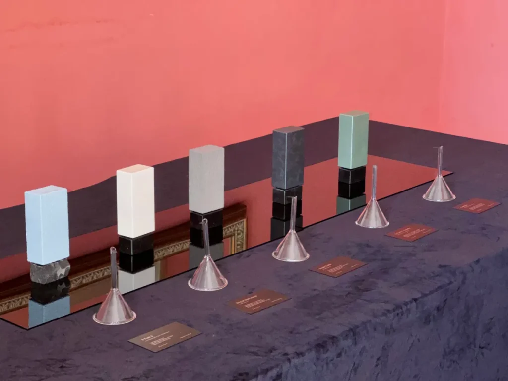 Tombstone perfumes: five extraits with hand-carved marble caps left blank