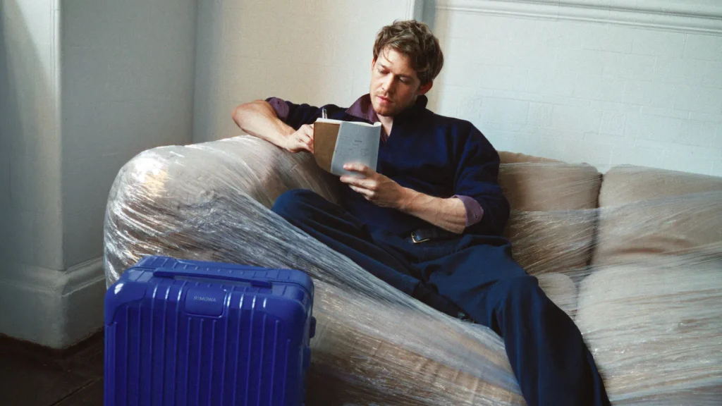 Rimowa brings the two colours to its Essential polycarbonate suitcases and Groove leather bags from 8 October, with a campaign starring the actor Joe Alwyn