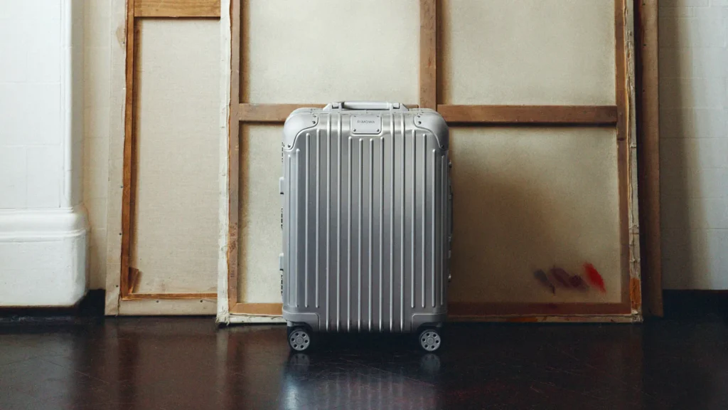 Rimowa brings the two colours to its Essential polycarbonate suitcases and Groove leather bags from 8 October, with a campaign starring the actor Joe Alwyn