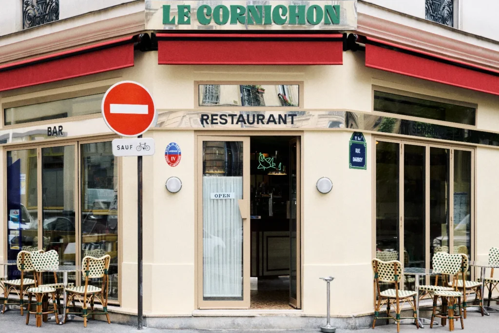 The façade of Le Cornichon at 2 Rue des Goncourt