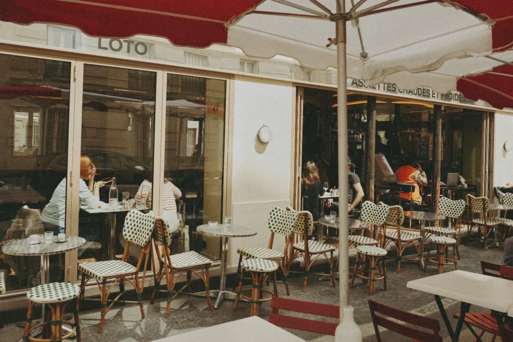 The terrace at Le Cornichon, twenty seats from April to October